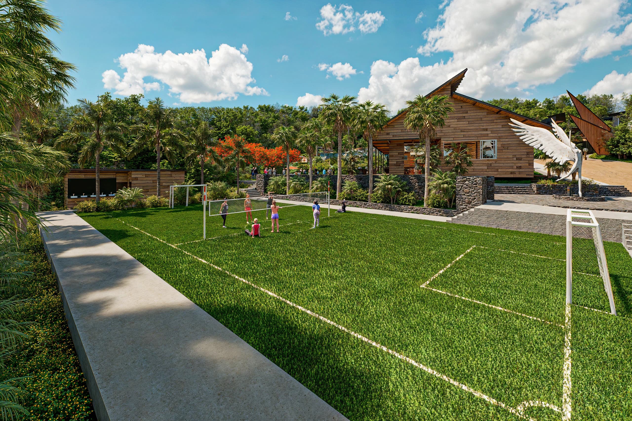 Cancha de fútbol y vóley del club