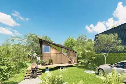 Cabaña de una habitación con techo inclinado